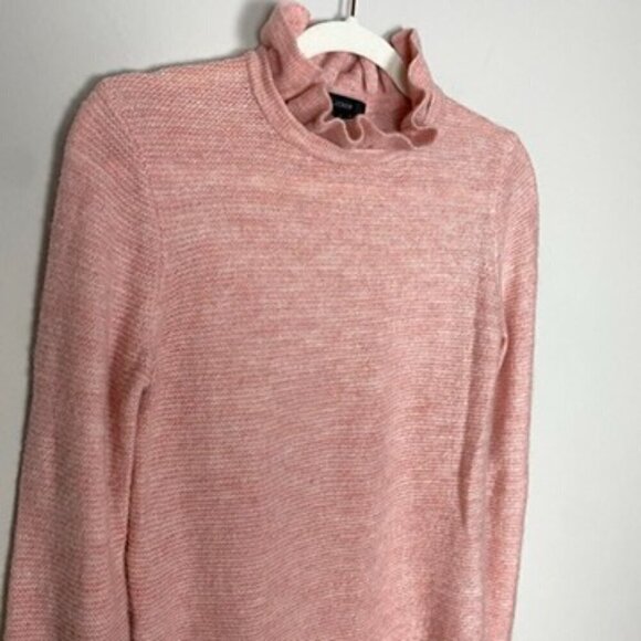 J Crew Ruffleneck Sweater Pink Womens Small Long Sleeves Alpaca Blend - Picture 3 of 9